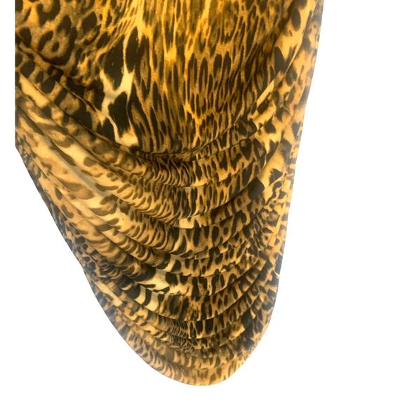 ASHRO Leopard Dress 18 Black / Gold Bodycon Cape Sleeve Tuck Front Sexy Elegant - Picture 7 of 11